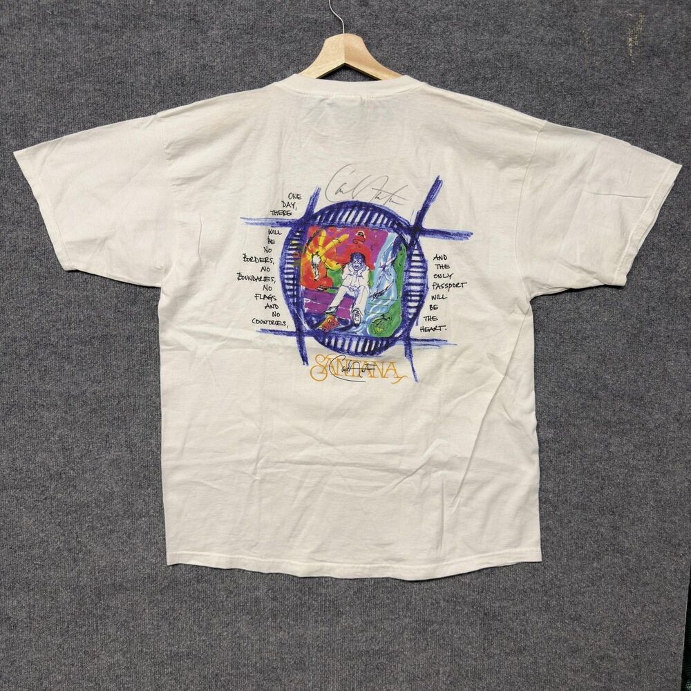 Vintage Hard Rock Cafe Carlos Santana Signed Save The Planet T-Shirt Mens XL USA